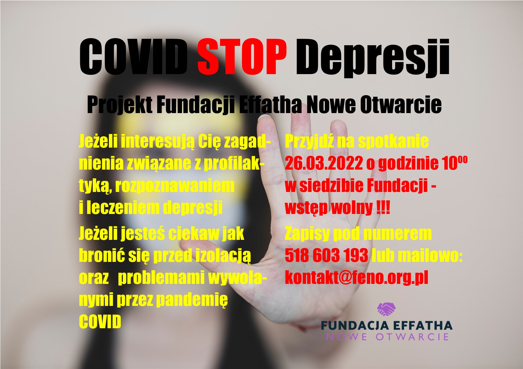 Read more about the article COVID STOP Depresji – rusza nowy projekt Fundacji
