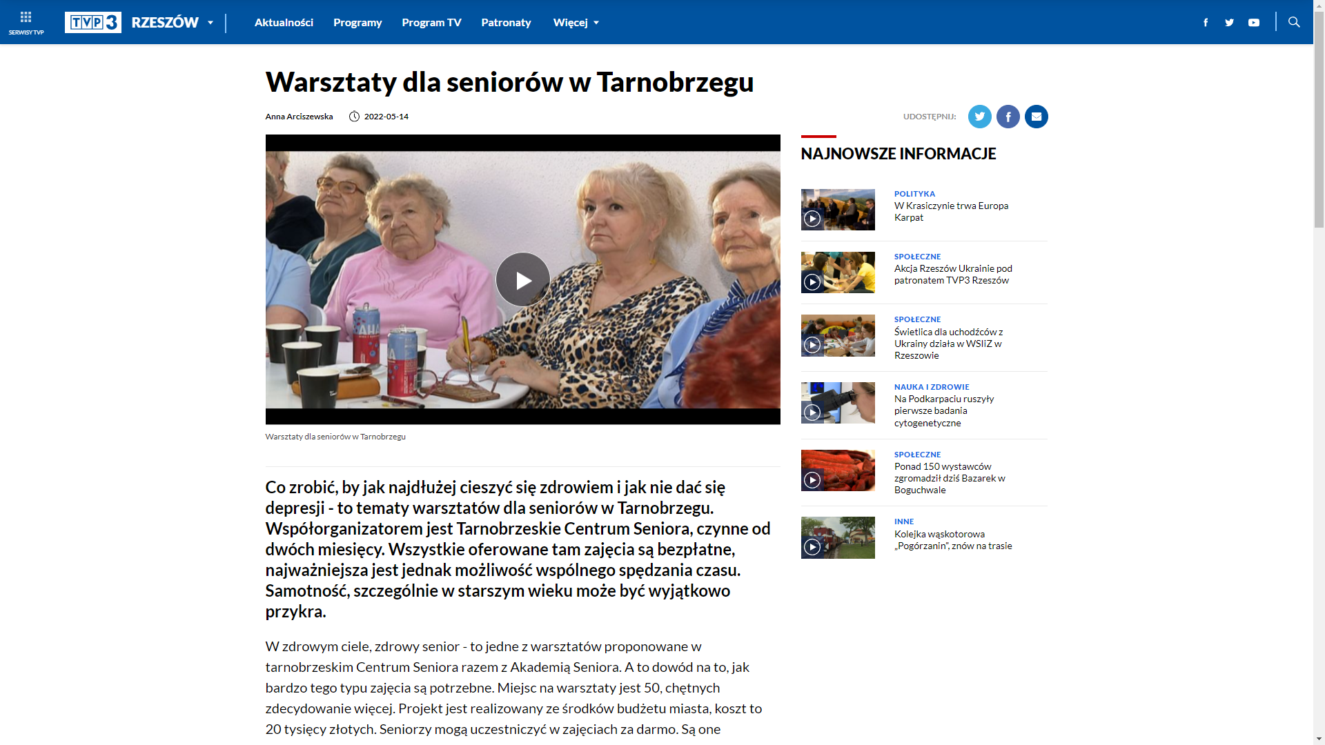 Read more about the article TCS i FENO w TVP3 Rzeszów